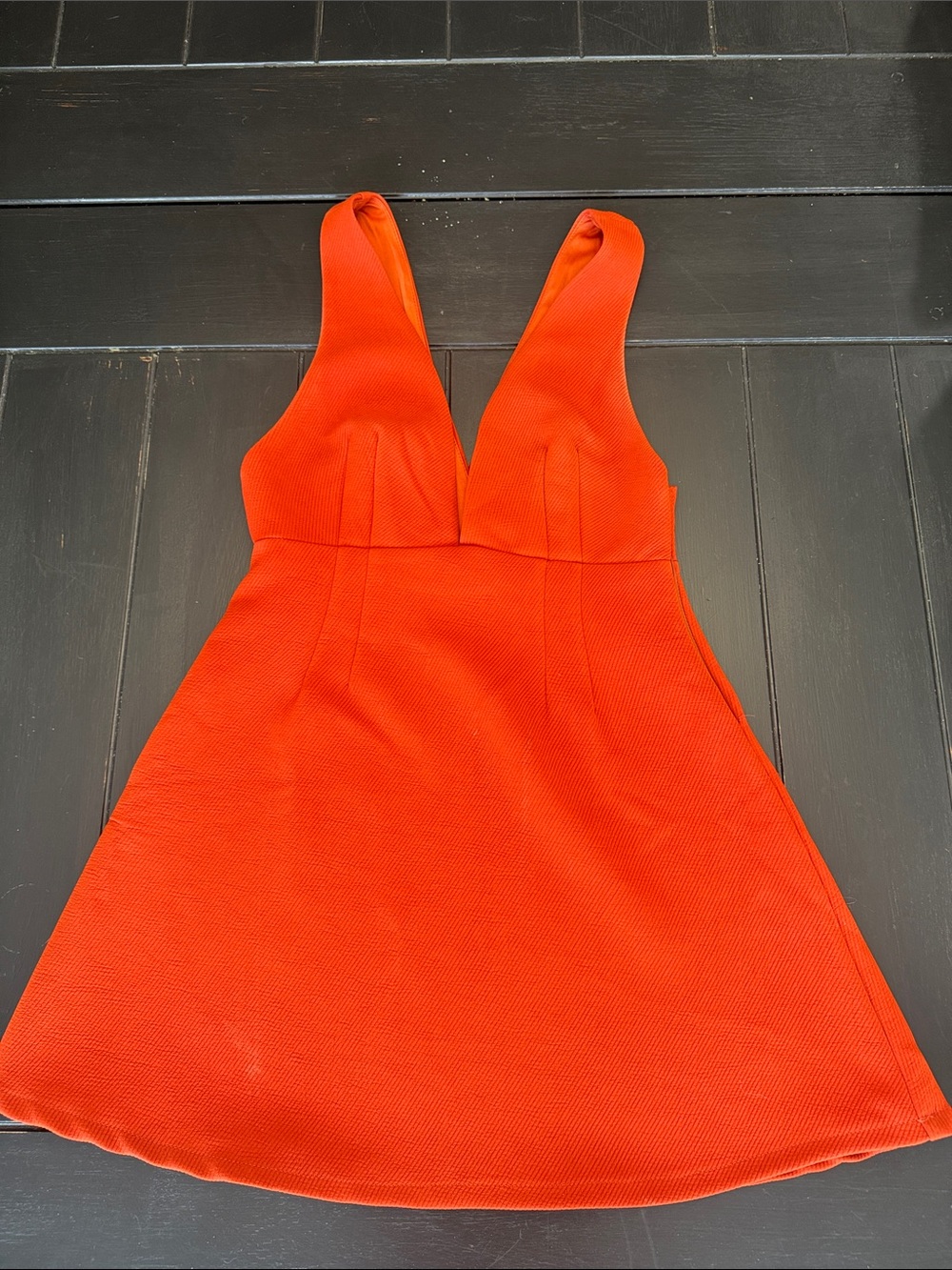 Sleeveless Burnt Orange V-Neck A-Line Dress
